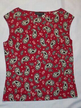 HAROLD’S womens TANK TOP red PAISLEY blouse SLEEVELESS crew neck SIZE M
